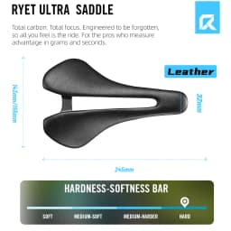 RYET Full Carbon Bicycle Saddle Ultralight 81g/87g Leather Top 7x9mm Carbon Rails 143/155mm for Road MTB Gravel Bike Accessory