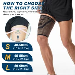 1/2PCS Anti-Slip Copper Thigh Compression Sleeves, Hamstring Support Brace for Men and Women Recovery, Running, Sports, Workout