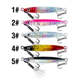 5pcs Metal Slow Jig 10-60g Sinking Casting Jigging Bait with Two Assist Hook for Tuna Bass in Saltwater Freshwater Fishing Gear