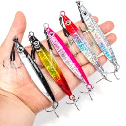 5pcs Metal Slow Jig 10-60g Sinking Casting Jigging Bait with Two Assist Hook for Tuna Bass in Saltwater Freshwater Fishing Gear