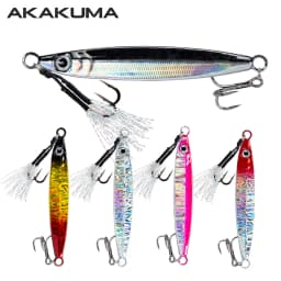5pcs Metal Slow Jig 10-60g Sinking Casting Jigging Bait with Two Assist Hook for Tuna Bass in Saltwater Freshwater Fishing Gear