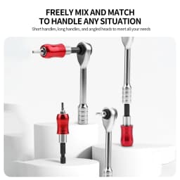 TOSUOD 1/4" Two-Way Ratchet Wrench Set, Mini Ratchet & Quick Connect Rods, Foldable Bicycle Repair Kit, S2 Bits & Tire Levers