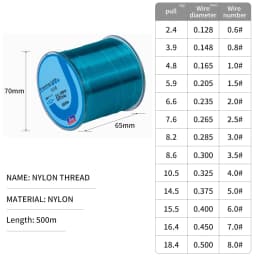 500M Japanese Nylon Durable Monofilament Rock Sea/Freshwater Fishing Line 0.10mm To 0.47mm Fishing Line Diameter Fishing Tackle