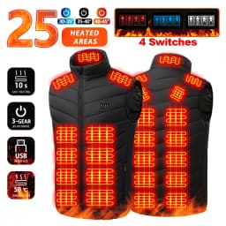Winter Intelligent Heated Vest Fast Heating 25 Heating Zones 3 Temperature Settings 4-Zone Control USB Port for Men's Outdoor We
