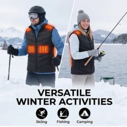 Winter Intelligent Heated Vest Fast Heating 25 Heating Zones 3 Temperature Settings 4-Zone Control USB Port for Men's Outdoor We