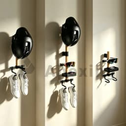 A1 Wall Mount Cycling Storage Rack Helmet Holder Sunglasses Shoes Wooden Bracket Cartridge Bike Garage Bicycle Gear Organizer