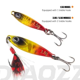 2Pcs Mini Metal Jig Fishing Lure 1.5g 3.8g 5.5g Small Bait with Feather Hook Laser Coating Spoon Trout Bass Freshwater Fishing