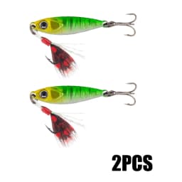 2Pcs Mini Metal Jig Fishing Lure 1.5g 3.8g 5.5g Small Bait with Feather Hook Laser Coating Spoon Trout Bass Freshwater Fishing