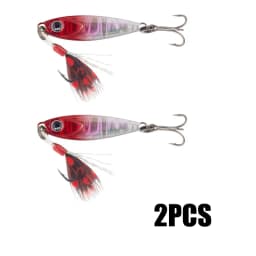 2Pcs Mini Metal Jig Fishing Lure 1.5g 3.8g 5.5g Small Bait with Feather Hook Laser Coating Spoon Trout Bass Freshwater Fishing
