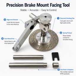 Bike Disc Brake Mount Facing Tool Kit 100/142mm Axle Bicycle Frame Brake Tab Alignment Tool for MTB Road Bike Fit Carbon Frames