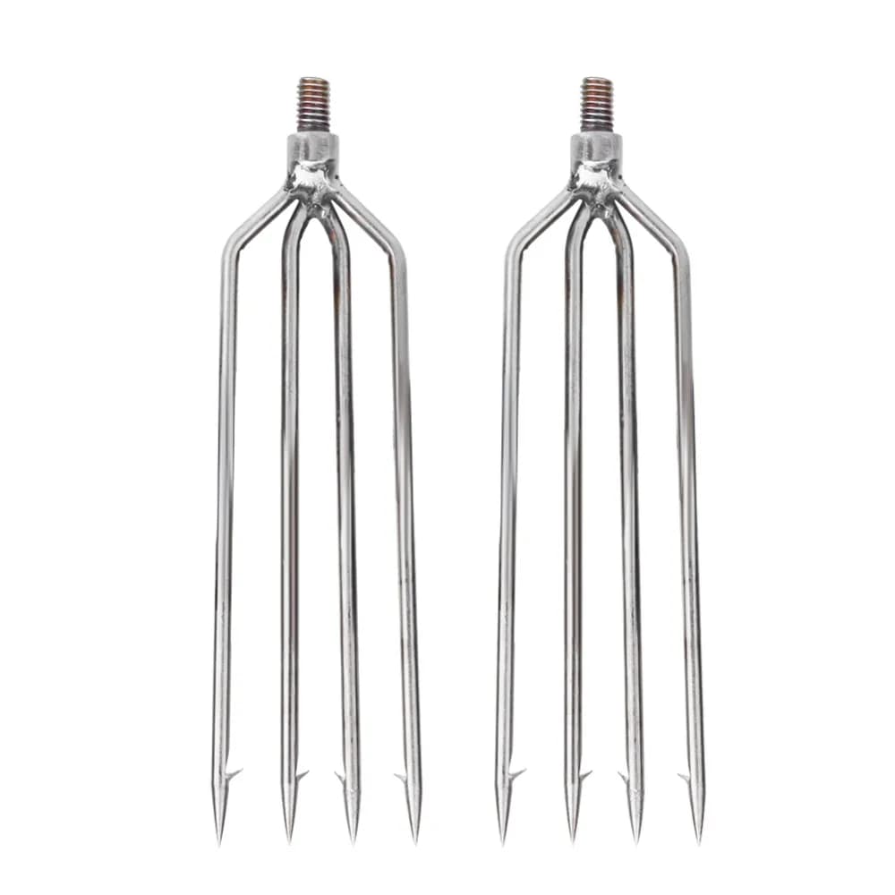 2 PCS Stainless Steel Harpoon Gig Barbed 4 Prongs Fishing Harpoon 8mm Screw High Hardness Fishing Spear Outdoor Fishing