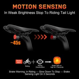 PHMAX Bicycle Smart Taillight Brake Sensing IP66 Waterproof Safety Warning Lamp 6 Modes For MTB Road Rear Light Bike Accessory