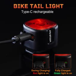 PHMAX Bicycle Smart Taillight Brake Sensing IP66 Waterproof Safety Warning Lamp 6 Modes For MTB Road Rear Light Bike Accessory