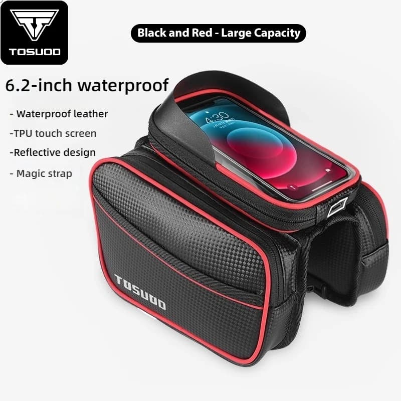 TOSUOD Mountain Bike Bag Front Handlerbar Bag Rainproof 6.2inch Mobile Phone Case Bicycle Top Tube Bag Cycling Accessories