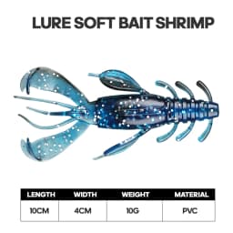 TAIYU-Soft Plastic Fishing Lure, Topwater Floating Shrimp, Lobster, Saltwater, Active Crayfish for Weedless Rigs, 4Pc Set