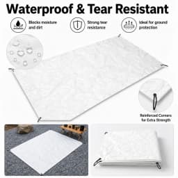 1056D Tyvek Camping Ground Sheet 55g/㎡ Ultralight Waterproof Tent Footprint Tear Resistant Foldable Picnic Mat with Guy Lines