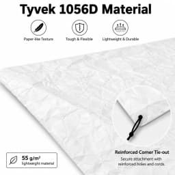 1056D Tyvek Camping Ground Sheet 55g/㎡ Ultralight Waterproof Tent Footprint Tear Resistant Foldable Picnic Mat with Guy Lines
