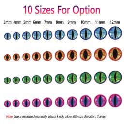 100pcs Holographic 3D Epoxy Fish Eyes Dragon Eyes For Baitfish Streamer Saltwater Fly Jig Baits Fishing Lure Making 3mm~12mm