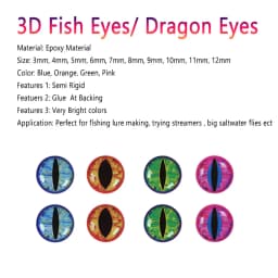 100pcs Holographic 3D Epoxy Fish Eyes Dragon Eyes For Baitfish Streamer Saltwater Fly Jig Baits Fishing Lure Making 3mm~12mm