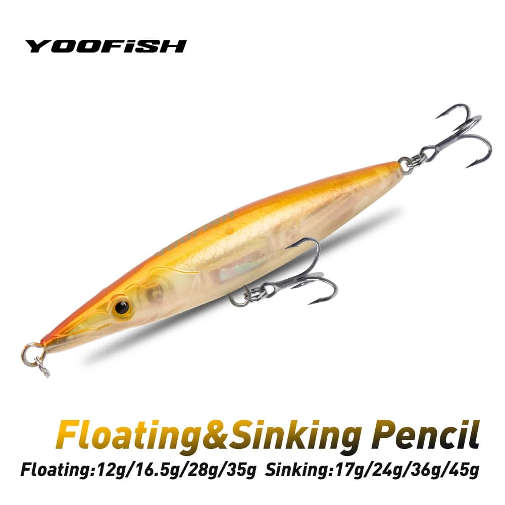 YOOFISH Floating Pencil Bait 90mm/110mm/130mm/150mm Long Casting Topwater Stickbait Hard Wobblers For Seabass Pike Fishing