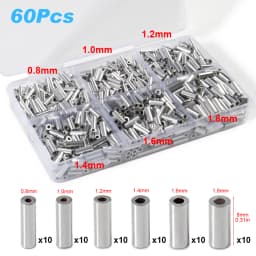 Fishing Aluminum Crimp Sleeves Oval Barrel Round Loop Sleeve Wire Leader Rigging Tackle Box Pesca Line Connectors 60-210Pcs Tube
