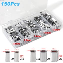 Fishing Aluminum Crimp Sleeves Oval Barrel Round Loop Sleeve Wire Leader Rigging Tackle Box Pesca Line Connectors 60-210Pcs Tube