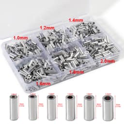 Fishing Aluminum Crimp Sleeves Oval Barrel Round Loop Sleeve Wire Leader Rigging Tackle Box Pesca Line Connectors 60-210Pcs Tube