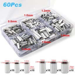 Fishing Aluminum Crimp Sleeves Oval Barrel Round Loop Sleeve Wire Leader Rigging Tackle Box Pesca Line Connectors 60-210Pcs Tube