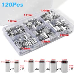 Fishing Aluminum Crimp Sleeves Oval Barrel Round Loop Sleeve Wire Leader Rigging Tackle Box Pesca Line Connectors 60-210Pcs Tube