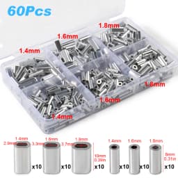 Fishing Aluminum Crimp Sleeves Oval Barrel Round Loop Sleeve Wire Leader Rigging Tackle Box Pesca Line Connectors 60-210Pcs Tube