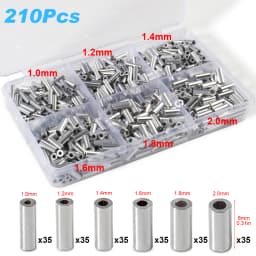 Fishing Aluminum Crimp Sleeves Oval Barrel Round Loop Sleeve Wire Leader Rigging Tackle Box Pesca Line Connectors 60-210Pcs Tube