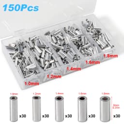 Fishing Aluminum Crimp Sleeves Oval Barrel Round Loop Sleeve Wire Leader Rigging Tackle Box Pesca Line Connectors 60-210Pcs Tube