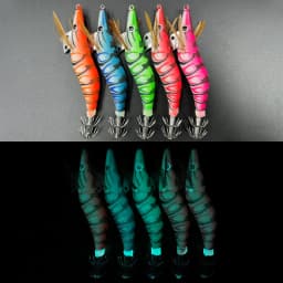 ShareShark 10pcs/lot Fishing Wood Shrimp Luminous Squid Octopus Lure 3D Eyes Lure Hard Bait Fishing Tools
