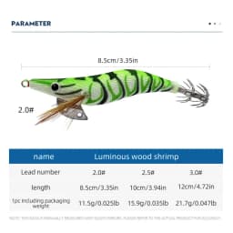ShareShark 10pcs/lot Fishing Wood Shrimp Luminous Squid Octopus Lure 3D Eyes Lure Hard Bait Fishing Tools