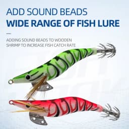 ShareShark 10pcs/lot Fishing Wood Shrimp Luminous Squid Octopus Lure 3D Eyes Lure Hard Bait Fishing Tools