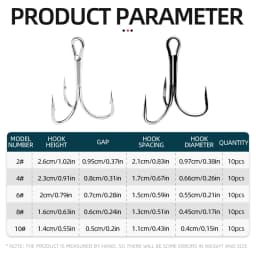 ShareShark 50pcs/box Fishing Treble Hooks Kit High Carbon Steel Hooks Strong Sharp Round Bend with Split Rings for Lures Baits