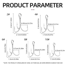 ShareShark 50pcs/box Fishing Treble Hooks Kit High Carbon Steel Hooks Strong Sharp Round Bend with Split Rings for Lures Baits