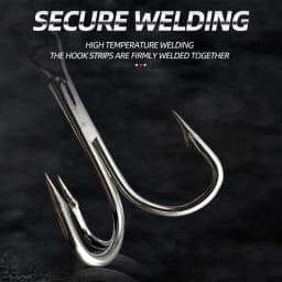 ShareShark 50pcs/box Fishing Treble Hooks Kit High Carbon Steel Hooks Strong Sharp Round Bend with Split Rings for Lures Baits