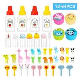 12-46pcs Bento Box Accessory Set Cute Mini Fruit Forks Set Portable Tomato Sauce Dispenser Set Outdoor Tableware