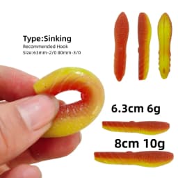 MUKUN 63mm/80mm Sinking Soft Lure Artificial Fishing Lures Sea Worms Earthworm Fishing Tackle Soft Lures