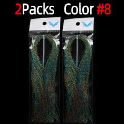 2Packs Twisted Holographic Flashabou Tinsel Fly Fishing Tying Crystal Flash for Baitfish Streamer Jig Hook Lure Making Material