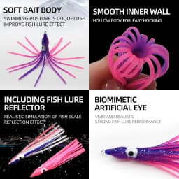 ShareShark 30pcs/bag 20 Mixed Color Glowing Squid Fishing Lure Soft Rubber Octopus Skirt Bait for Sea Bass Tuna Carp