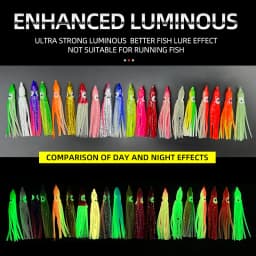 ShareShark 30pcs/bag 20 Mixed Color Glowing Squid Fishing Lure Soft Rubber Octopus Skirt Bait for Sea Bass Tuna Carp