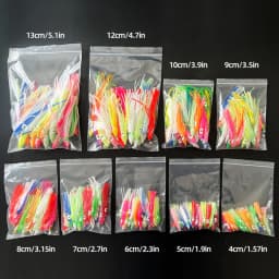 ShareShark 30pcs/bag 20 Mixed Color Glowing Squid Fishing Lure Soft Rubber Octopus Skirt Bait for Sea Bass Tuna Carp
