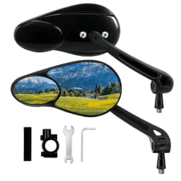 Bike Mirror Handlebar Mount, 360° Adjustable Dual-View Foldable Rear View Mirrors, Maximized Safety with Lightweight Scratch-Res