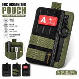 EDC Pouch Slim EDC Pocket Organizer with Zipper Tactical Pouch for Flashlight, Multitool, Pen, Notebook, Compact EDC Gear Pouch