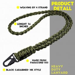 Heavy Duty Braided 550 Paracord Neck Lanyard Keychain Survival Parachute Rope Lanyard Necklace HK Clip Key Ring Outdoor Tools