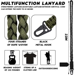 Heavy Duty Braided 550 Paracord Neck Lanyard Keychain Survival Parachute Rope Lanyard Necklace HK Clip Key Ring Outdoor Tools