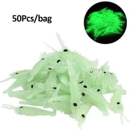 50Pcs Luminous Silicone Soft Shrimp Lure Baits Soft Lure Worms Glow Simulation Prawn Shrimps Fishing Tackle Lures Baits