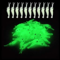 50Pcs Luminous Silicone Soft Shrimp Lure Baits Soft Lure Worms Glow Simulation Prawn Shrimps Fishing Tackle Lures Baits